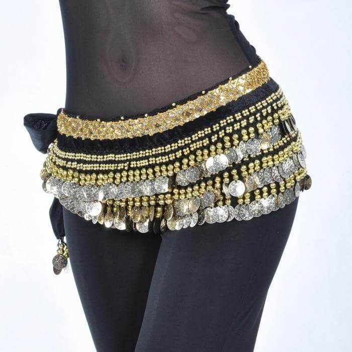 248 Gold Coins Belly Dance Waist Scarf - Click Image to Close