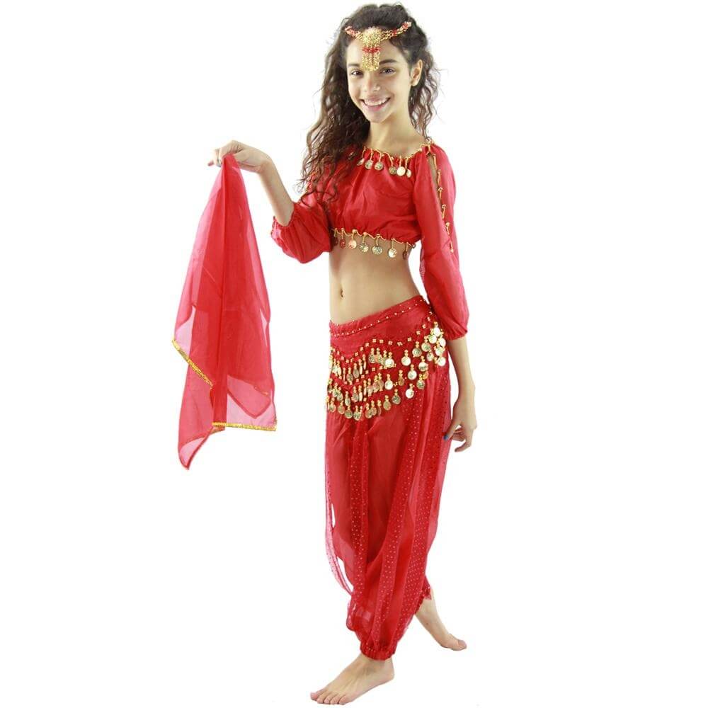 Bollywood Long Lantern 5-Piece Children Belly Dance Costume