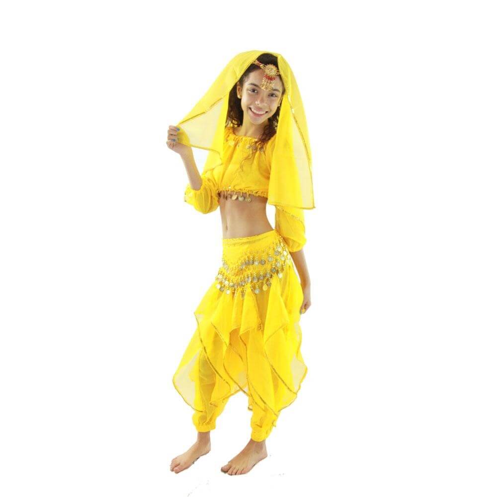 Bollywood Long Sleeve 5-Piece Children Belly Dance Costume - Click Image to Close