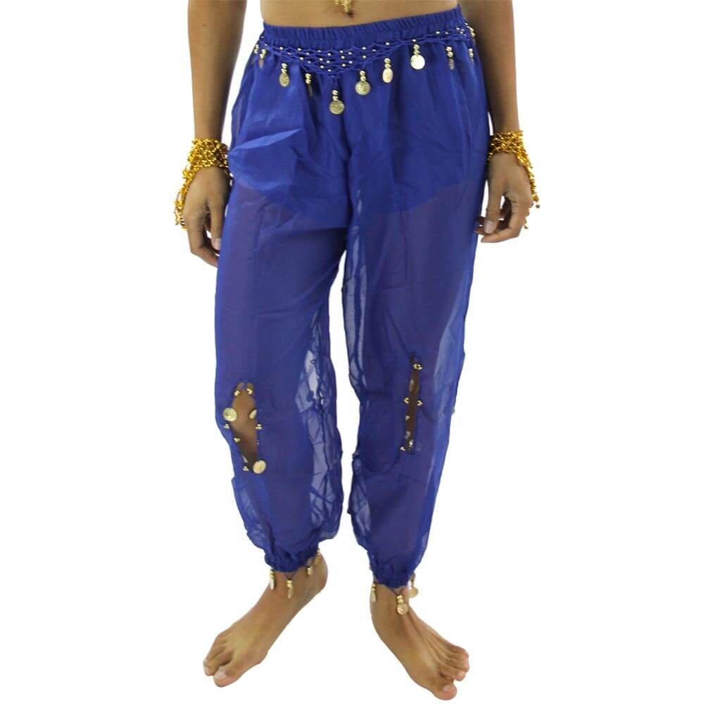 Belly Dance Harem Pants with Coins - Click Image to Close