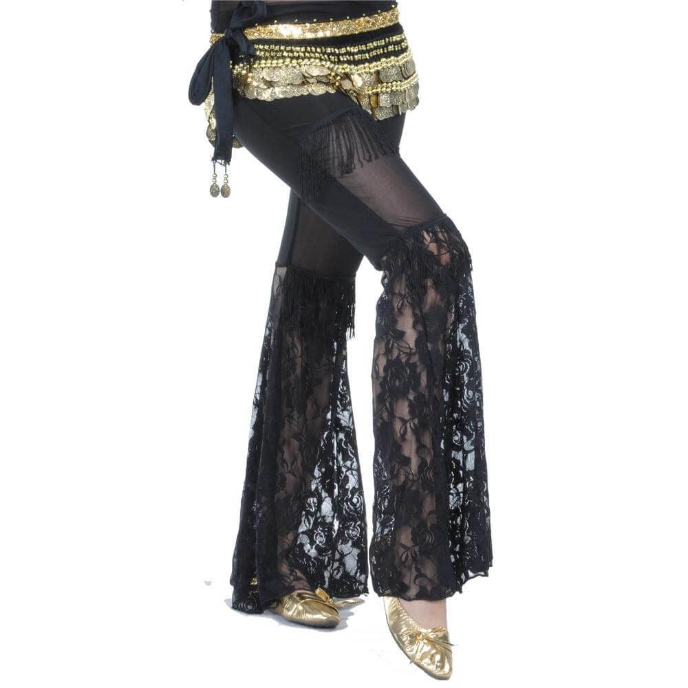 Tribal Style Lace Belly Dance Pants - Click Image to Close