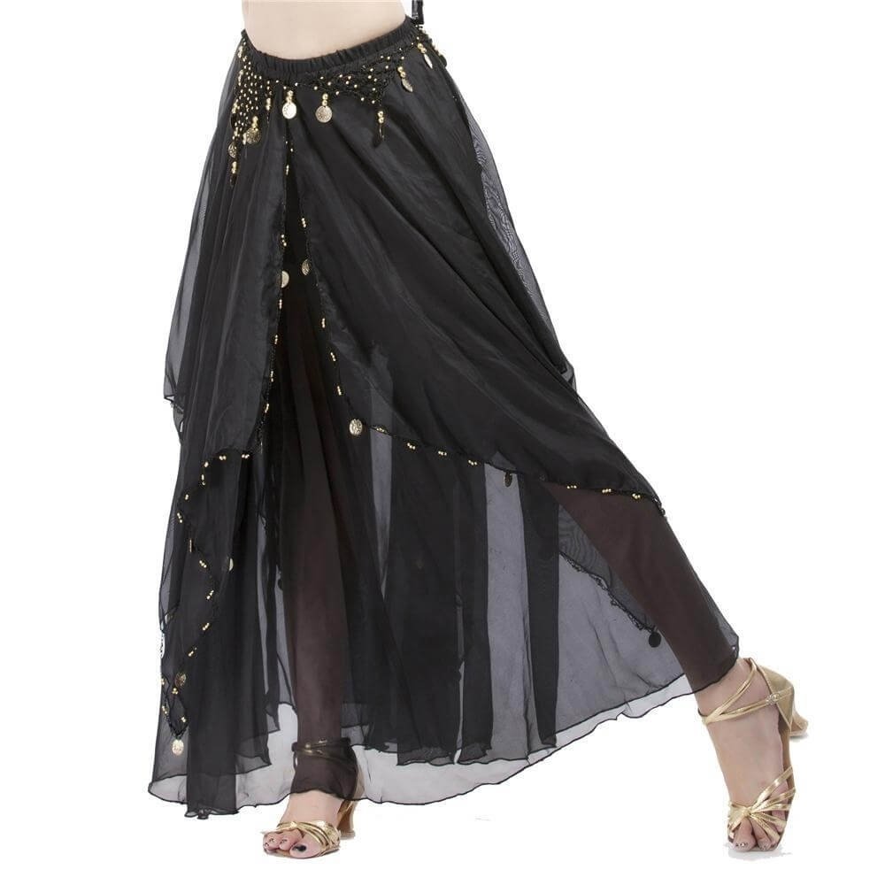 Fashionable Chiffon Hanging Coin Belly Dance Skirt - Click Image to Close