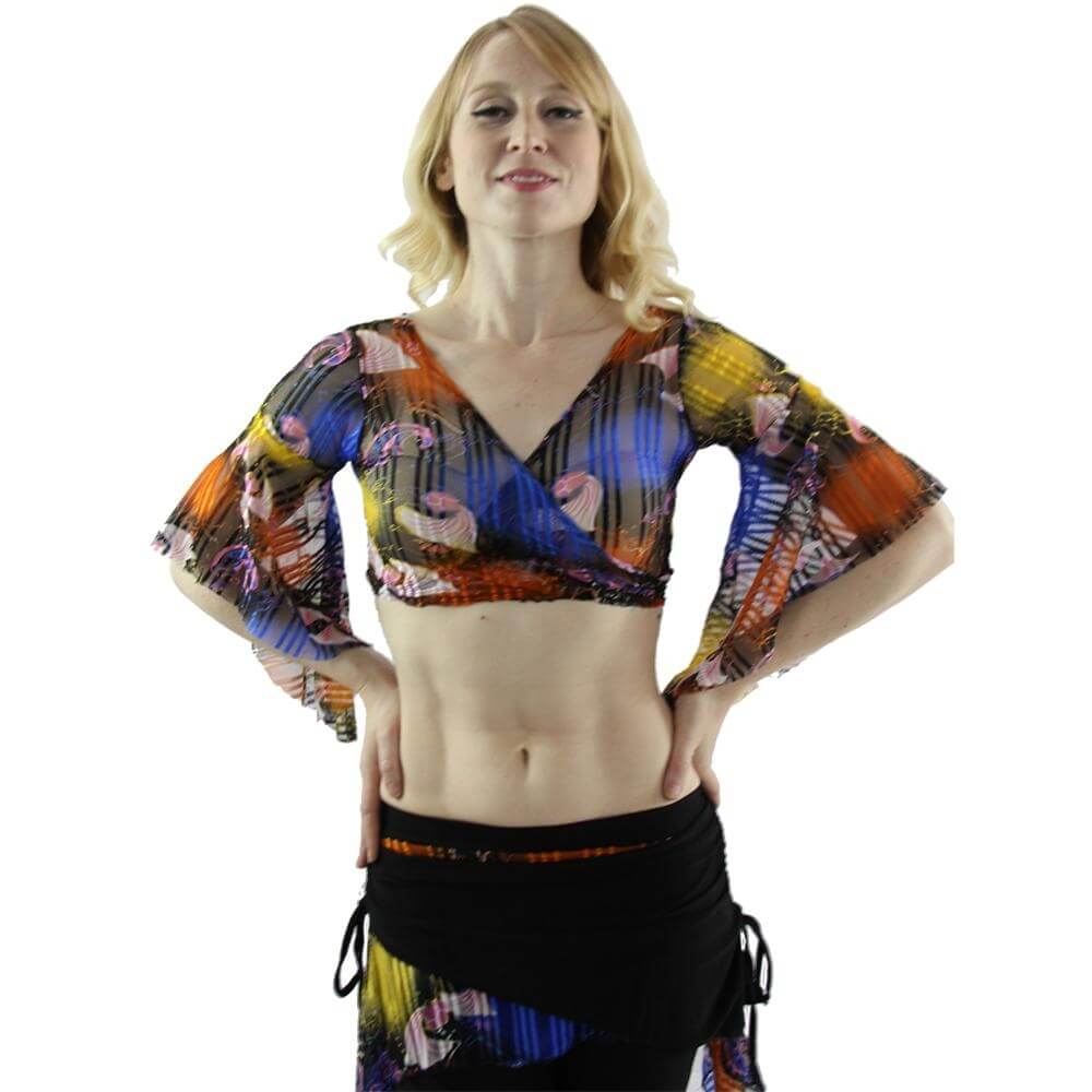 Flowing Floral 2-Piece Belly Dance Costume - Click Image to Close