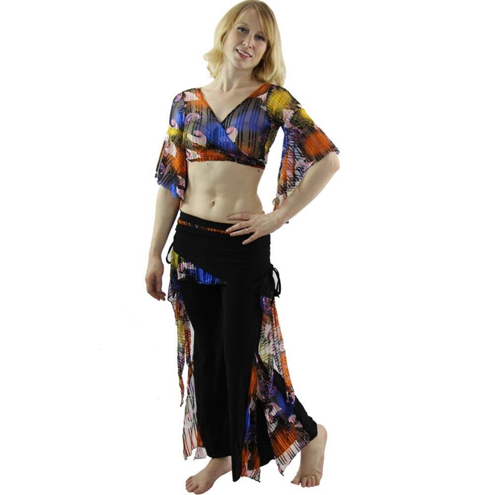 Flowing Floral 2-Piece Belly Dance Costume - Click Image to Close