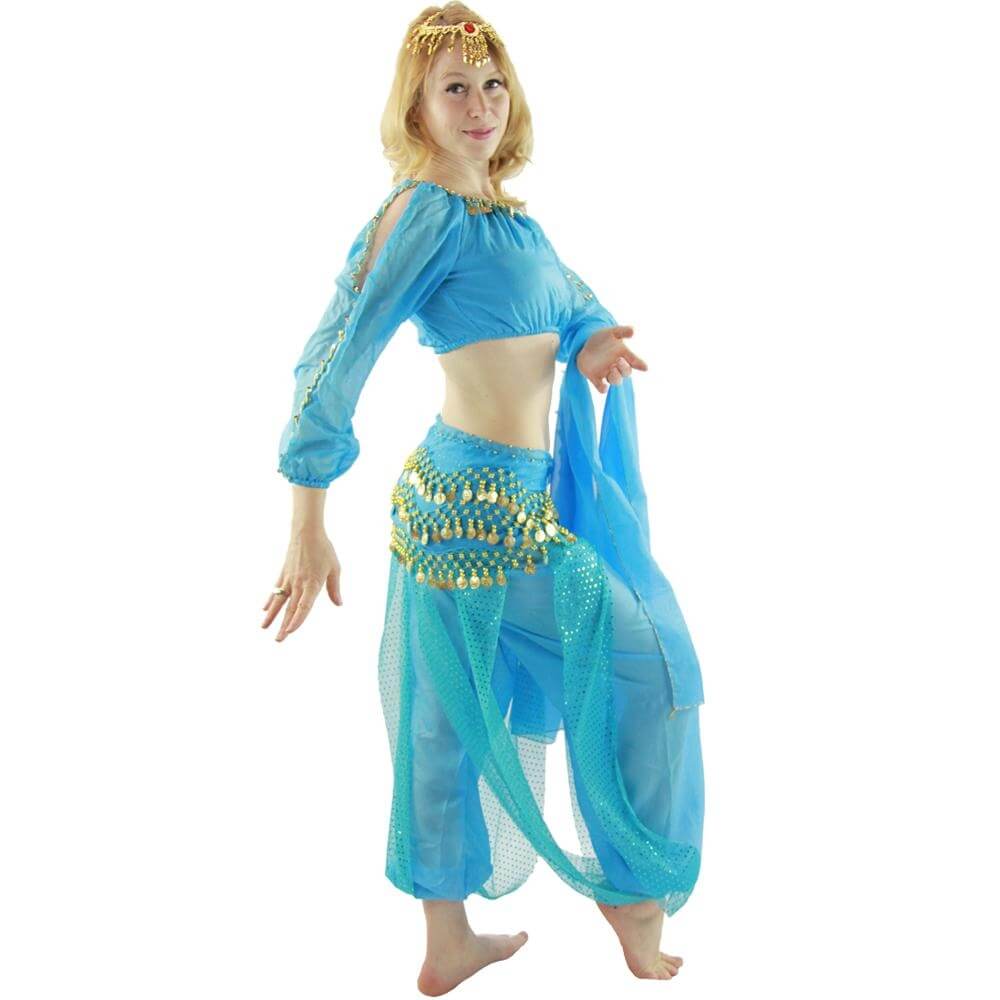 Long Sleeves Bloomer 5-Piece Belly Dance Costume - Click Image to Close