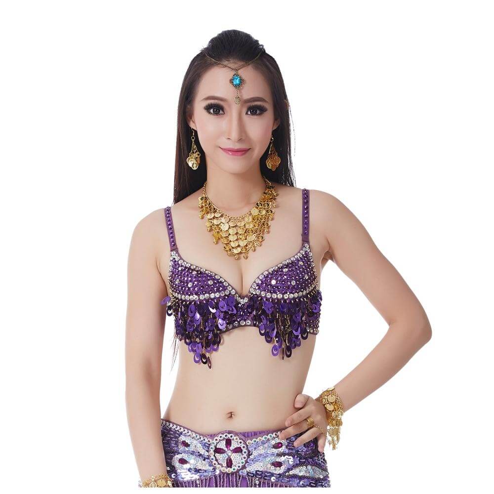 Fashion Grape Sequinned Belly Dance Bra - Click Image to Close