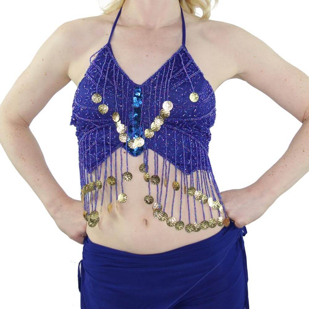 Butterfly shape with shining coins Belly Dance Bra - Click Image to Close