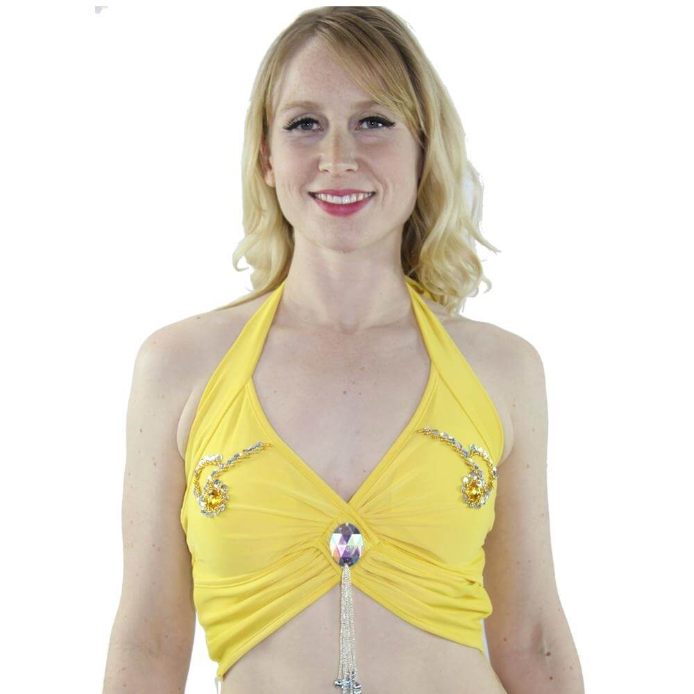 Fashion Diamond Hang Bead Belly Dance Top - Click Image to Close