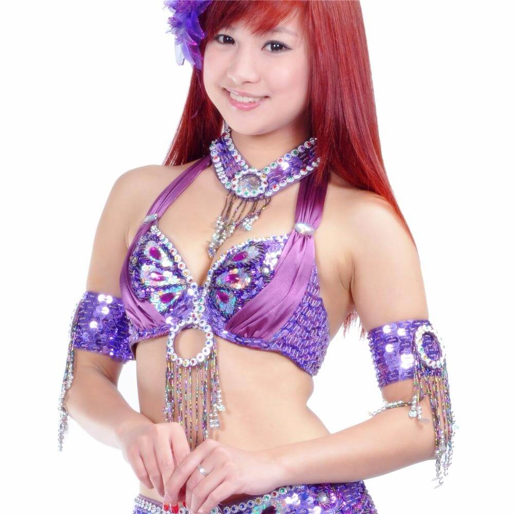 Fashion Diamond Butterfly Design Belly Dance Bra - Click Image to Close