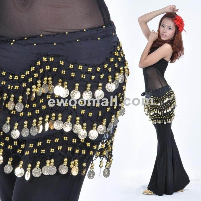 158 Coins Belly Dance Hip Scarf Wrap - Click Image to Close