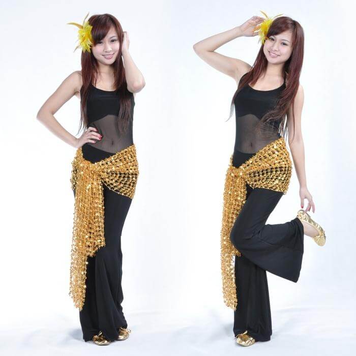 Belly Dance Hip Scarf With Paillette - Click Image to Close