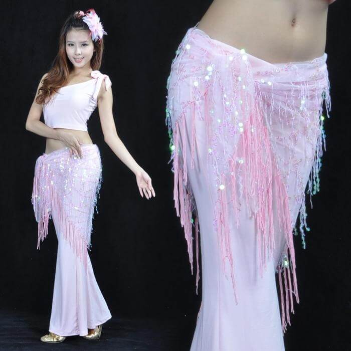 Belly Dance Hip Scarf With Fringe - Click Image to Close