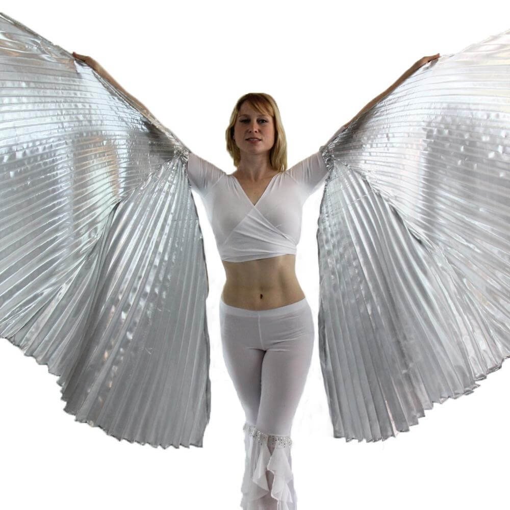 Silver Hand-held Worship Angel Wing - Click Image to Close