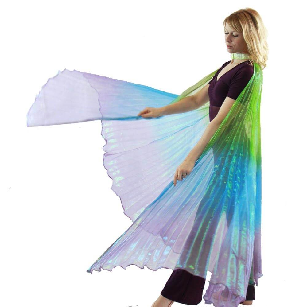 Green-Blue-Purple Gradient Color Worship Angel Wing - Click Image to Close