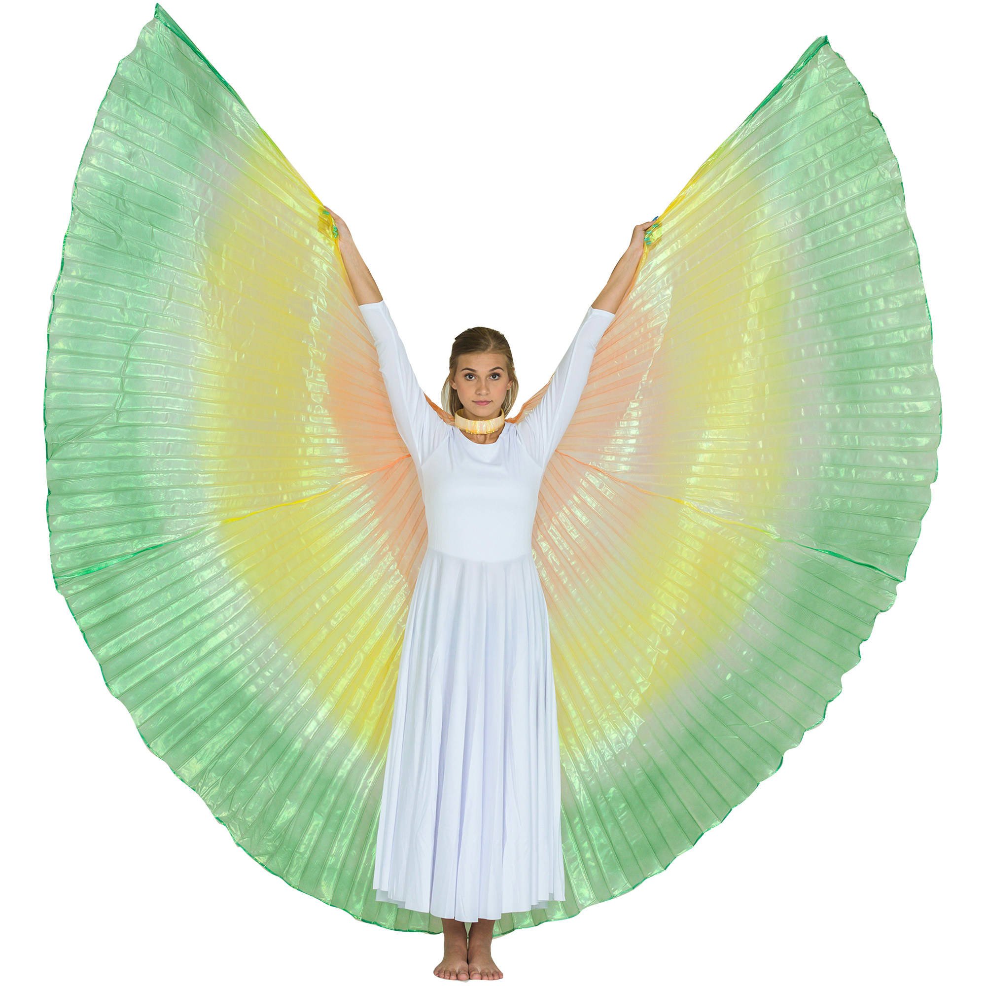 Orange-Gold-Green Gradient Color Worship Angel Wing - Click Image to Close
