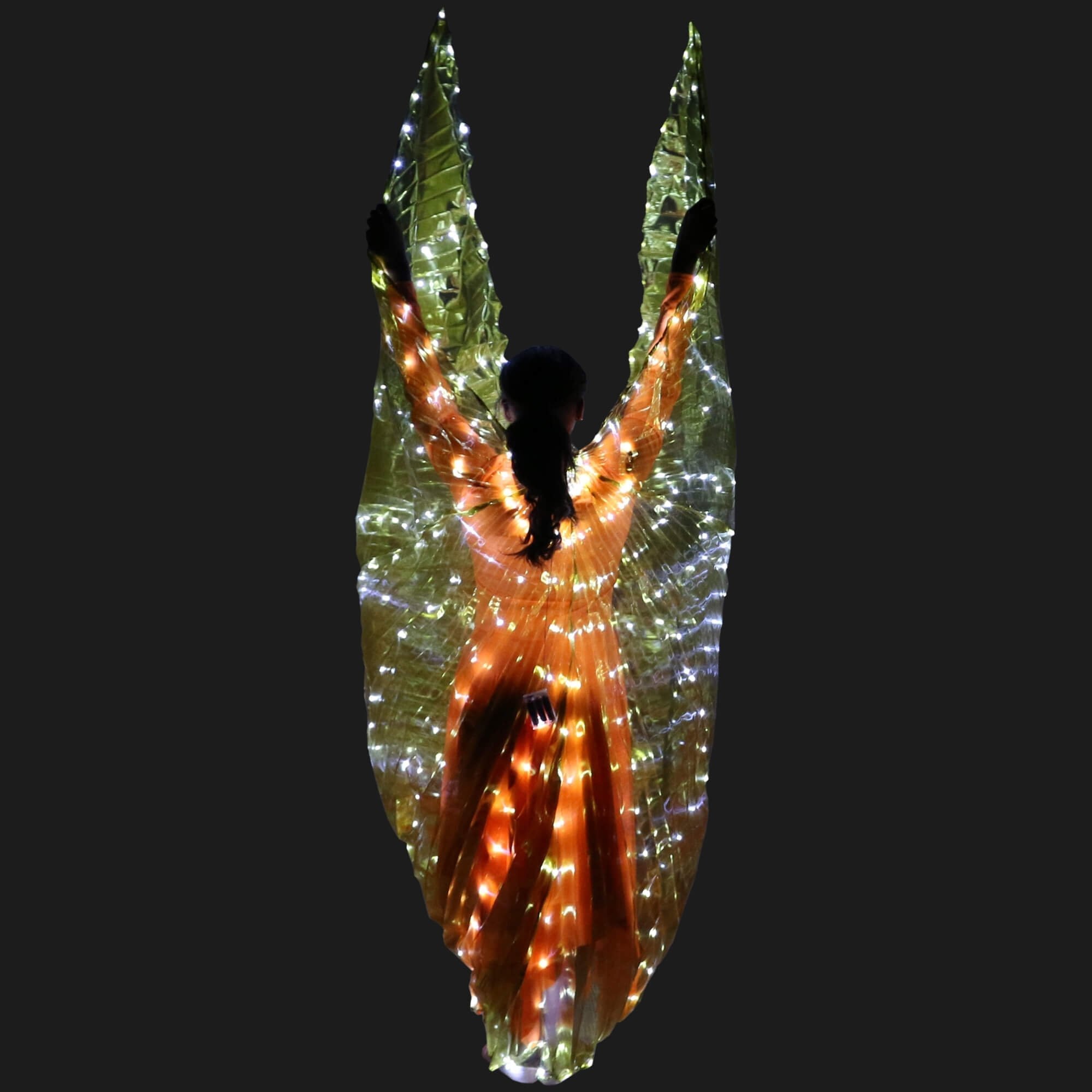 Danzcue Adult Transparent Gold Costume Angel LED Wing - Click Image to Close