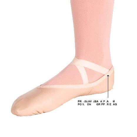 Body Wrappers Sterling Split Sole Leather Pleated Ballet Slipper - Click Image to Close