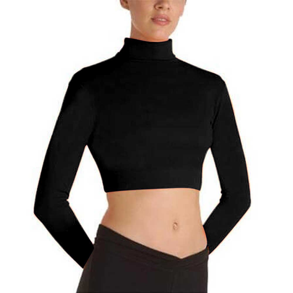Body Wrappers BWProWear Long Sleeve Turtleneck Midriff Pullover - Click Image to Close