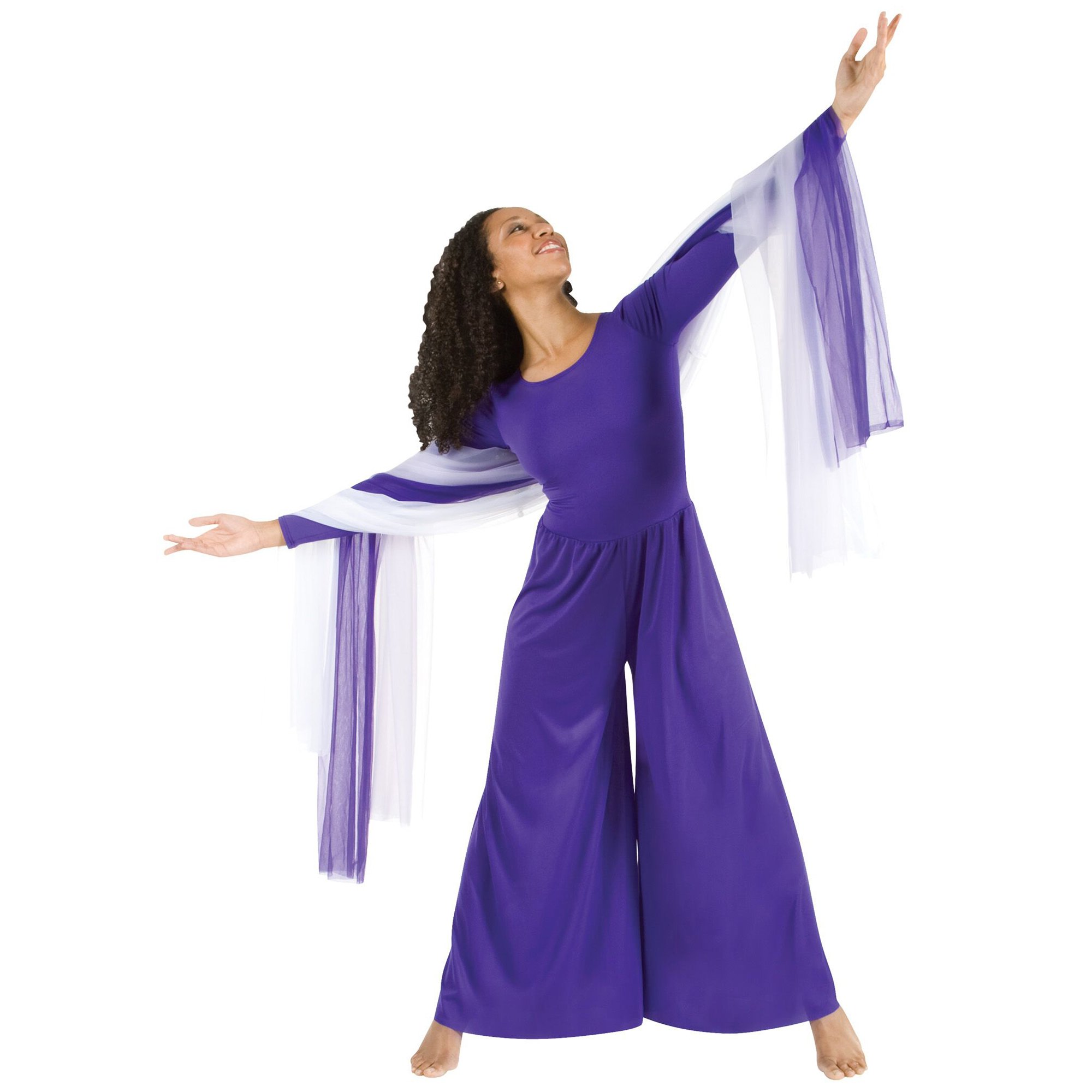 Body Wrappers Liturgical Dance Long Sleeve Crew Neck Jumpsuit - Click Image to Close