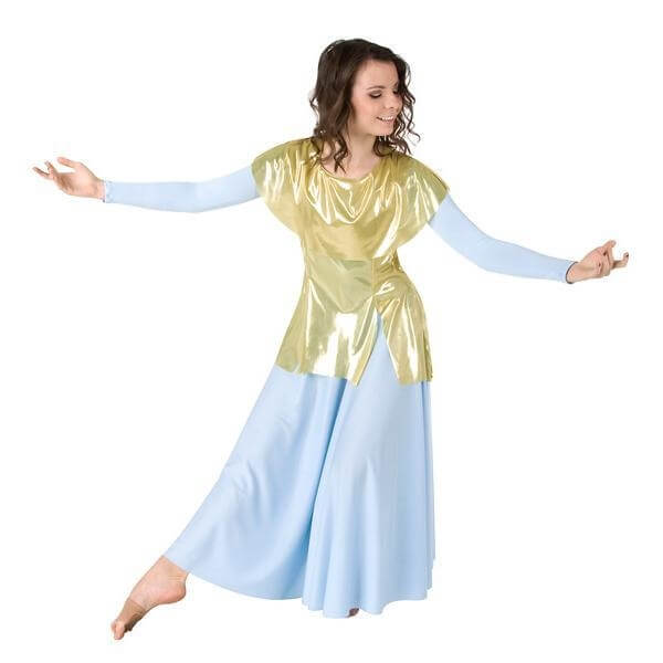 Body Wrappers Praise Dance Metallic Tunic Pullover - Click Image to Close
