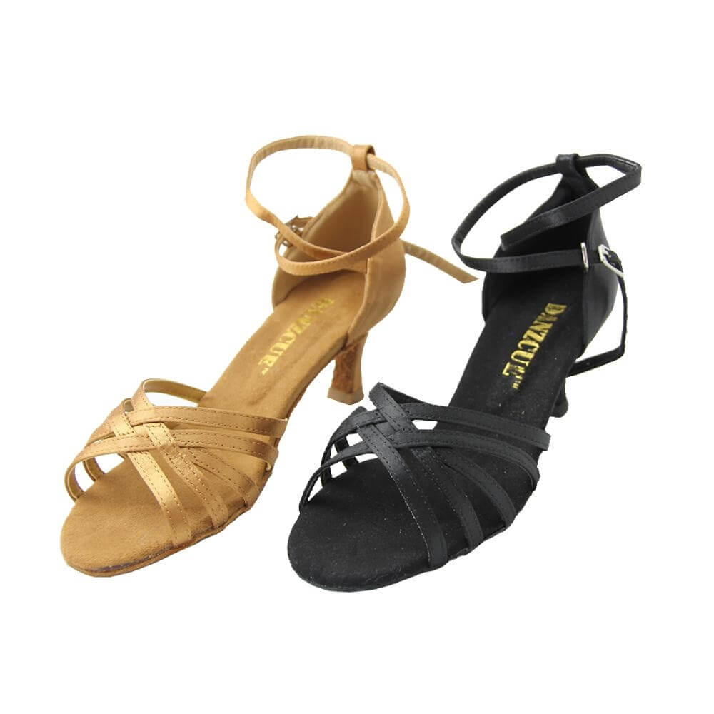 Danzcue "Stella" Satin Open Toe Ballroom Shoes - Click Image to Close