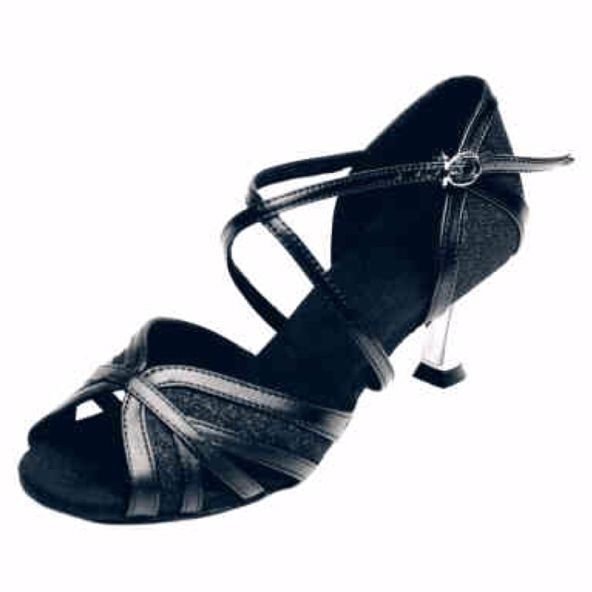 Stephanie Ladies 2.5" Heel Leather/Glitter Ballroom Shoe - Click Image to Close