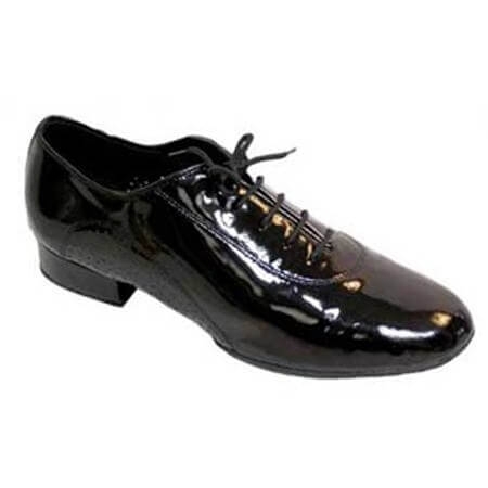 Stephanie Men's 1" Heel Black Leather Ballroom Shoes - Click Image to Close