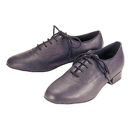 Stephanie Men's 1" Heel Black Leather Ballroom Shoes - Click Image to Close