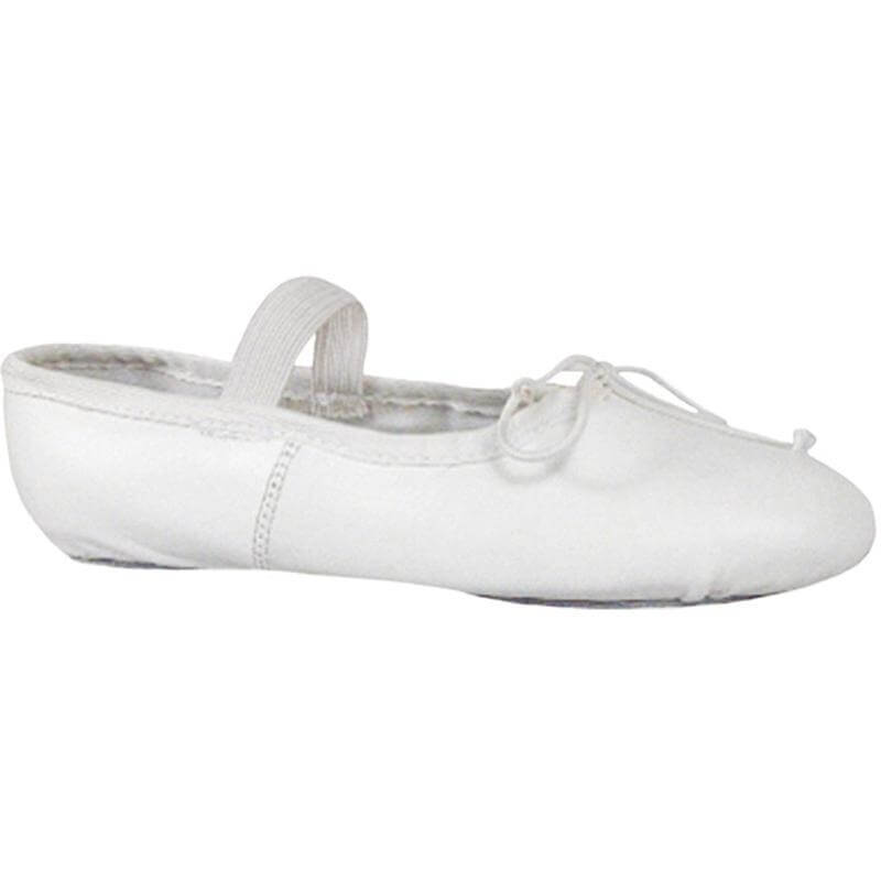 Dance Class® Child White One Piece Leather Sole Ballet Shoe - Click Image to Close