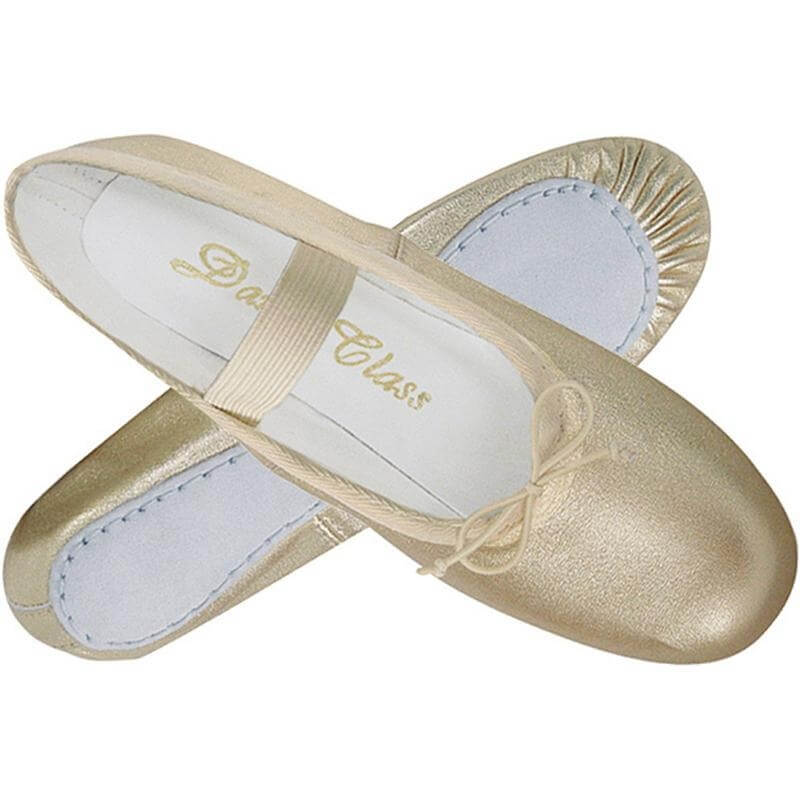 Dance Class® Child Metallic Leather Full Sole Ballet Slipper - Click Image to Close
