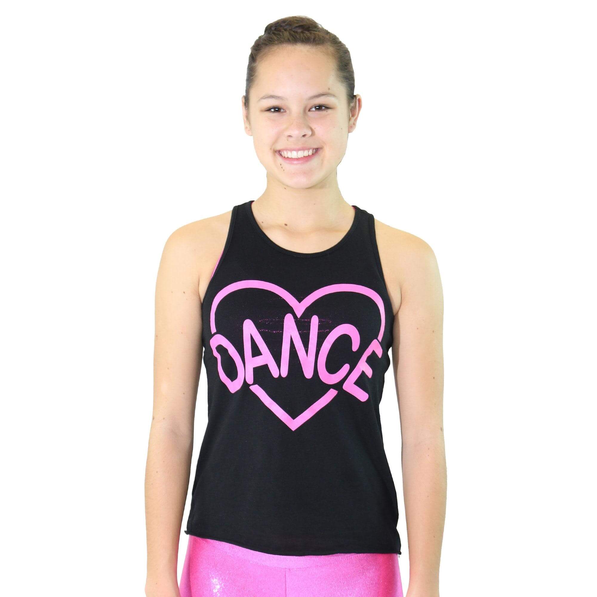 Trendy Trends Lace Back Laser Heart Dance Tank - Click Image to Close