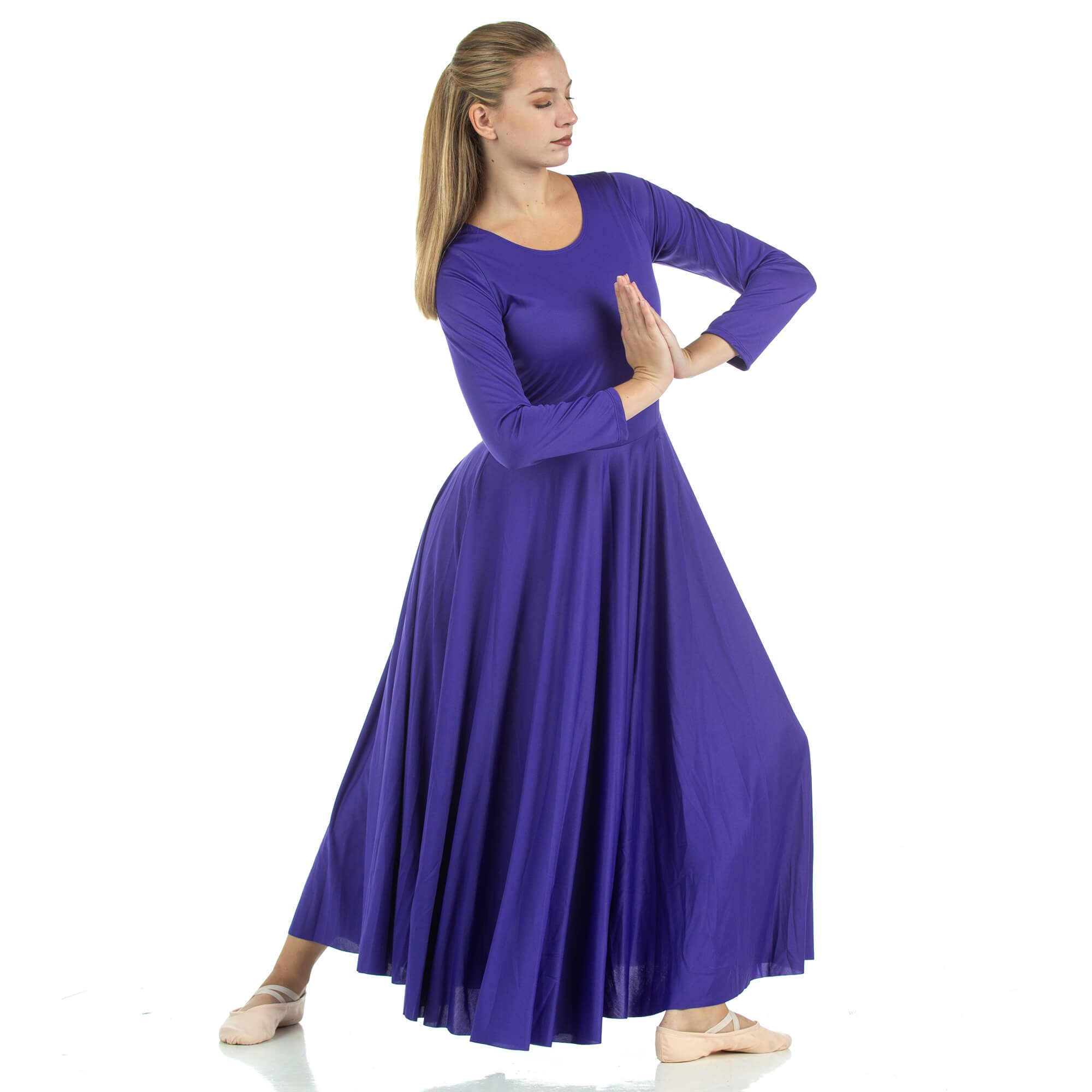 Danzcue Praise Full Length Long Sleeve Dance Dress - Click Image to Close