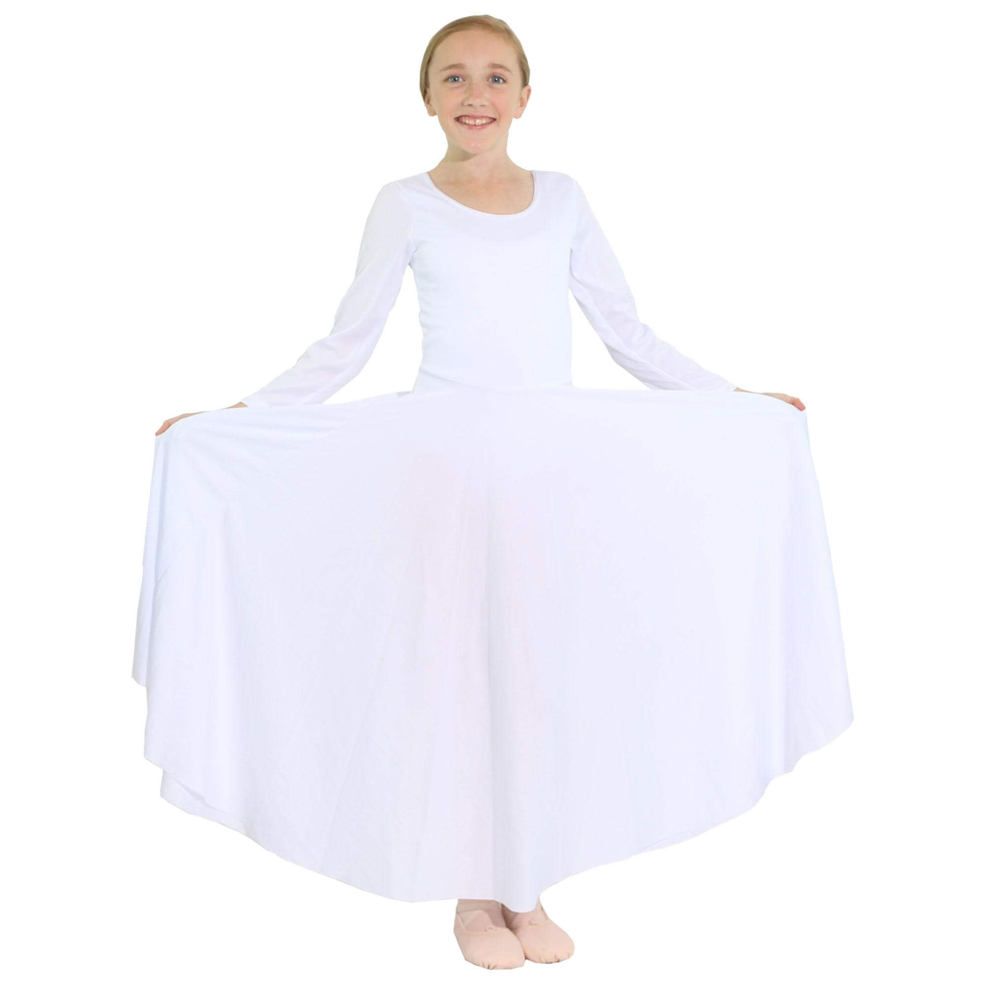 Danzcue Praise Full Length Long Sleeve Child Dance Dress - Click Image to Close