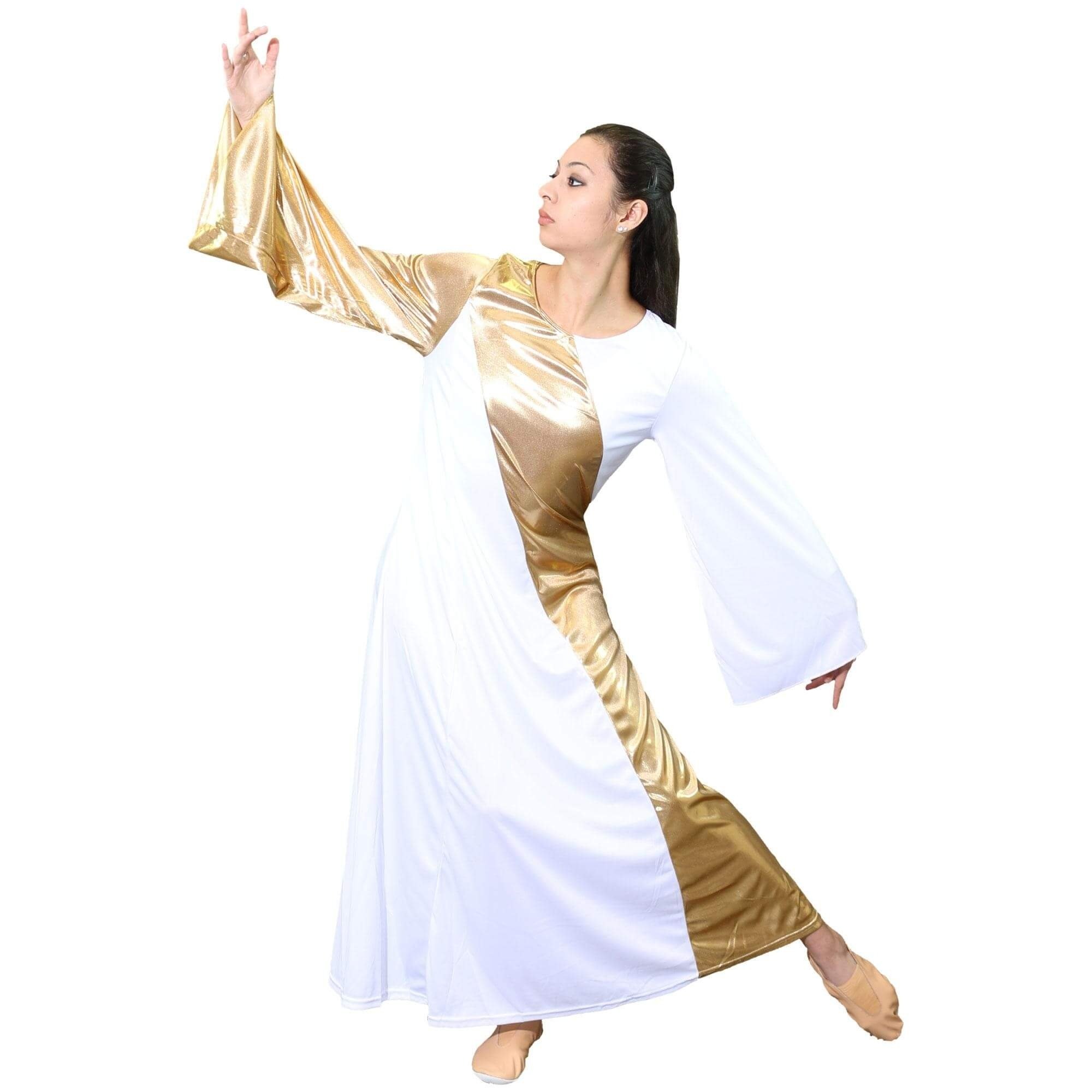 Danzcue Praise Dance Asymmetrical Bell Sleeve Dress - Click Image to Close