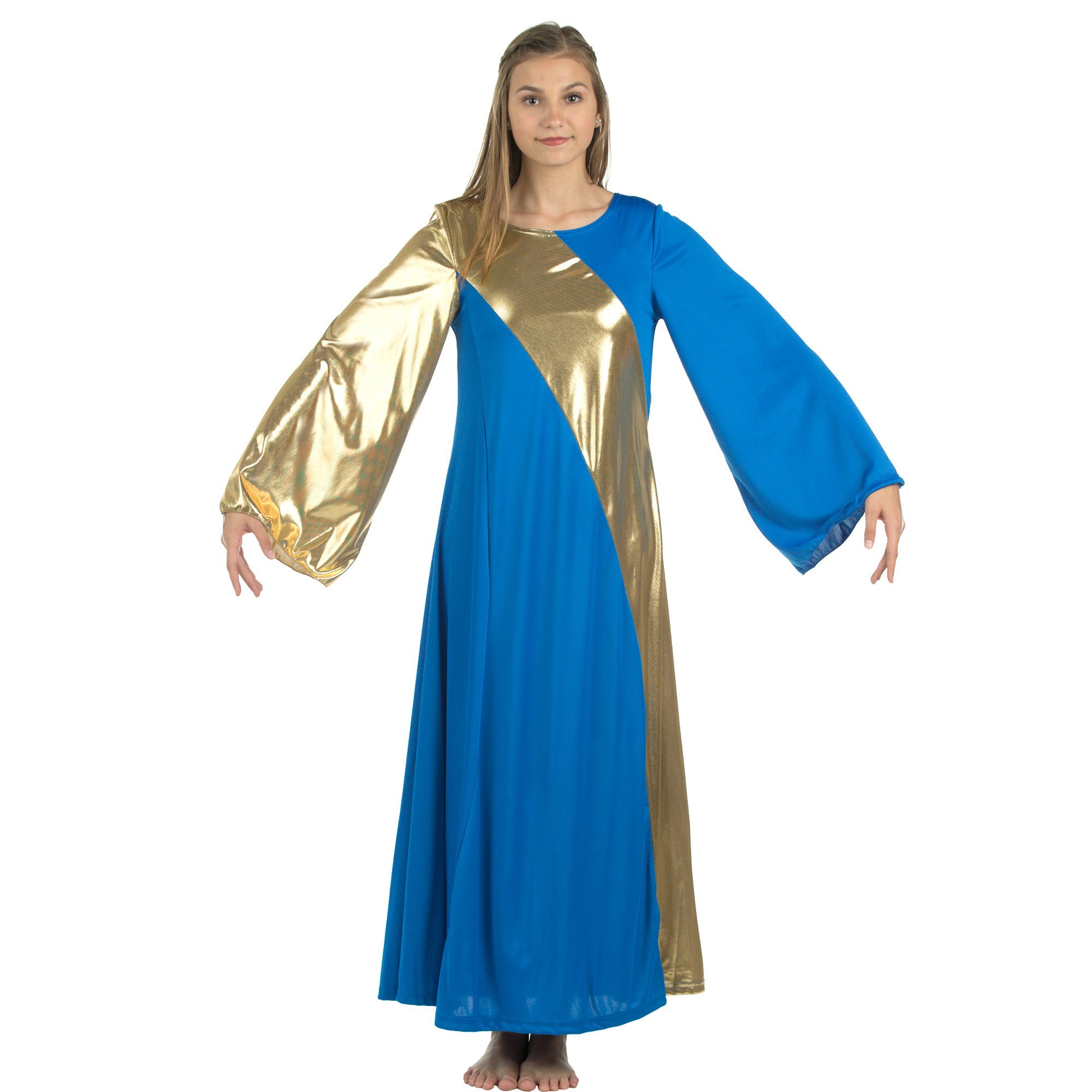 Danzcue Praise Dance Asymmetrical Bell Sleeve Dress - Click Image to Close