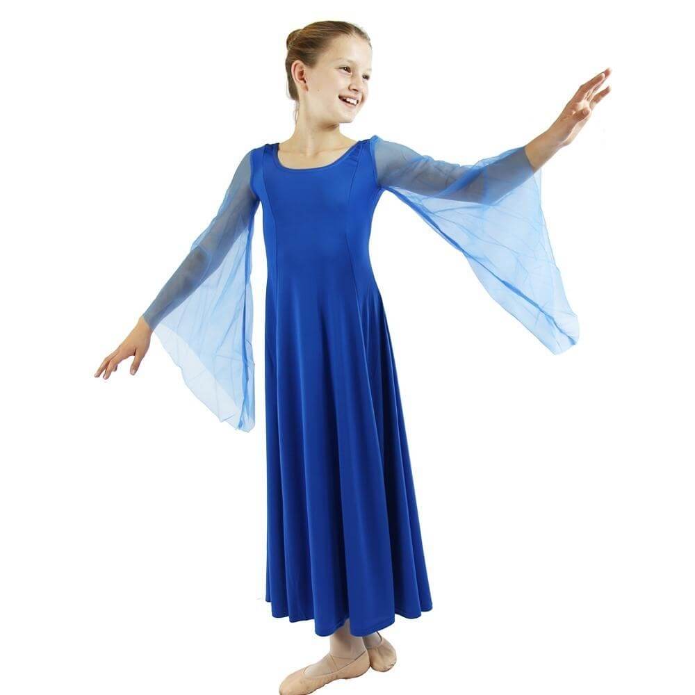 Danzcue Child Princess Angel Sleeve Praise Dance Dress - Click Image to Close