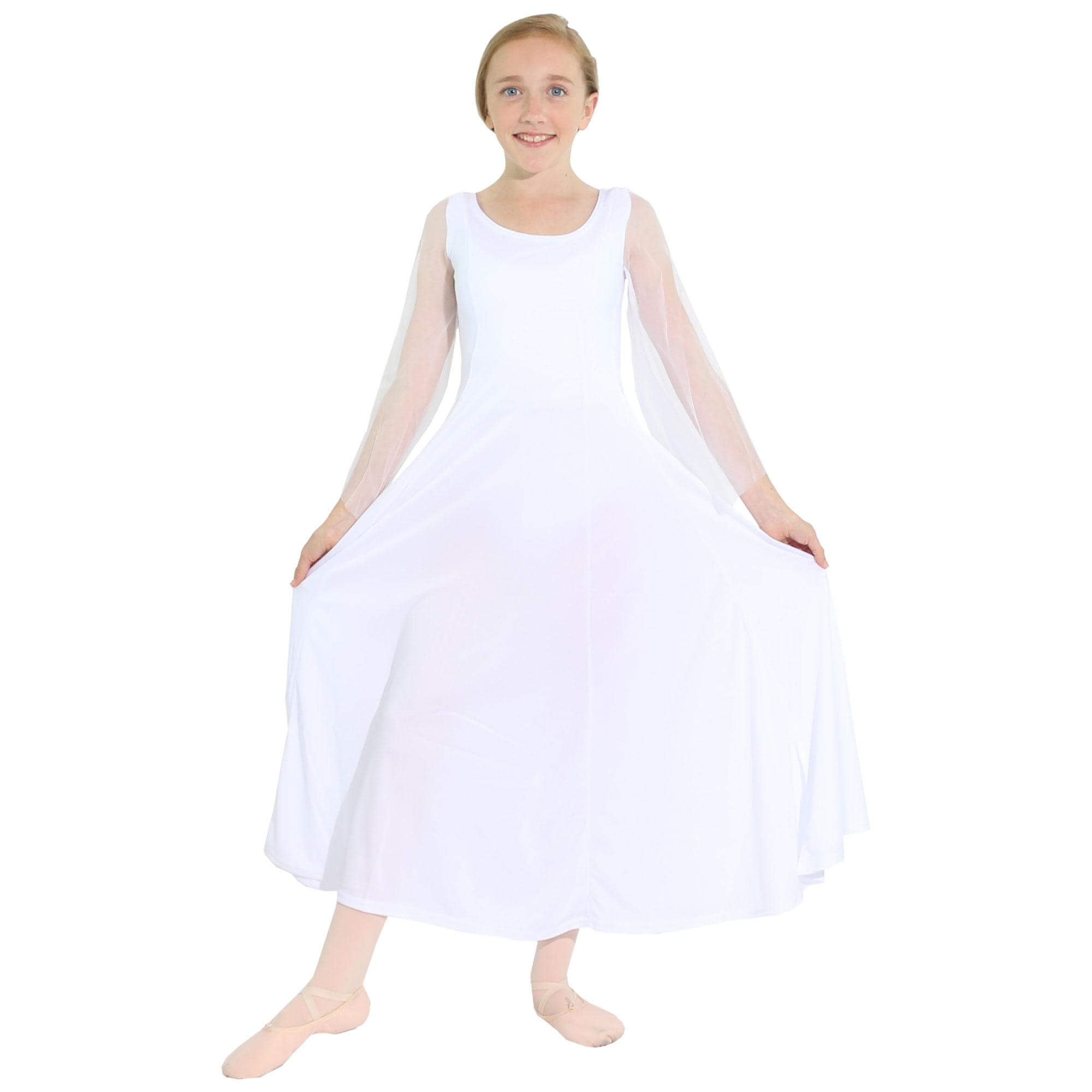Danzcue Child Princess Angel Sleeve Praise Dance Dress - Click Image to Close