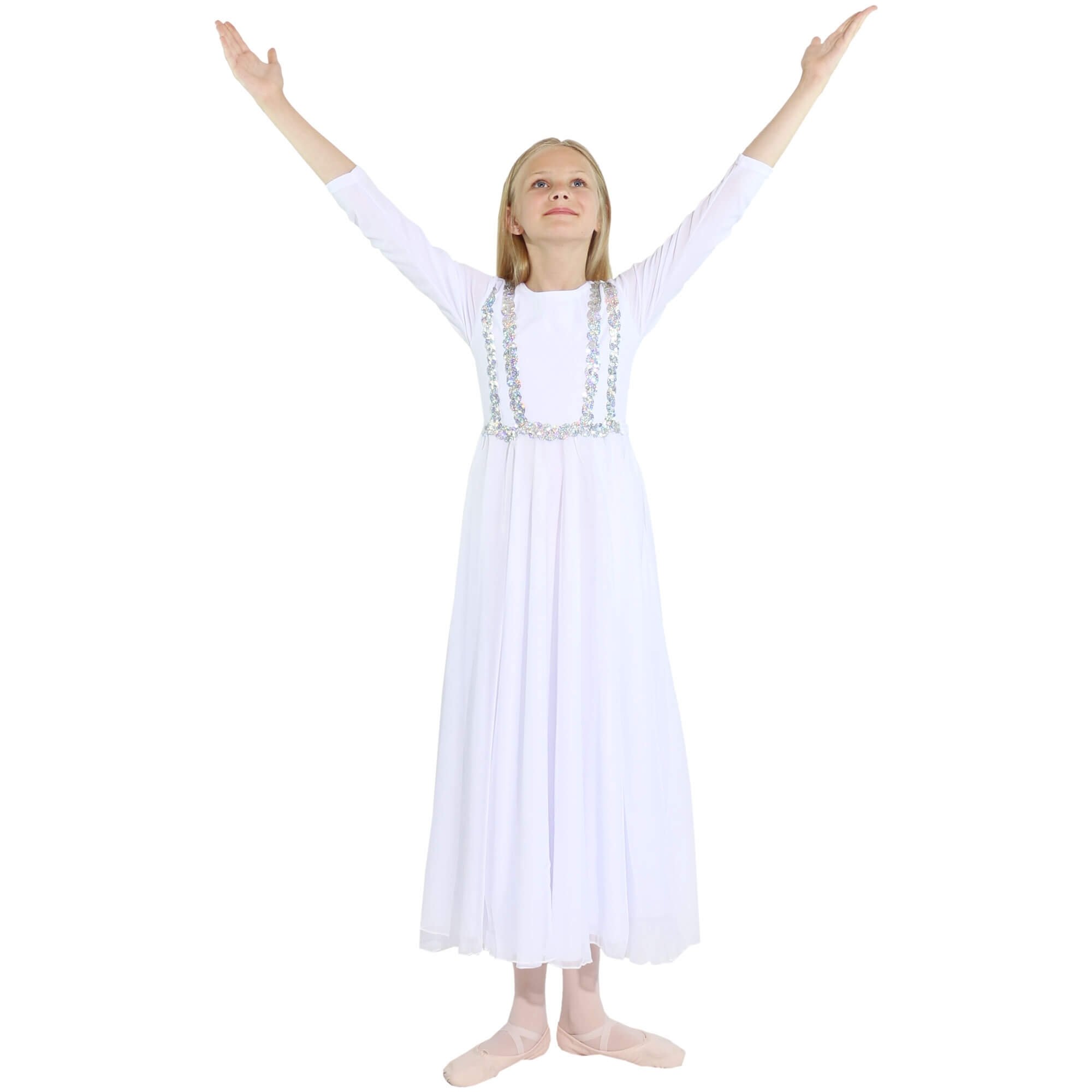 Danzcue Child Praise Dance Full Length Vivid Chiffon Dress - Click Image to Close