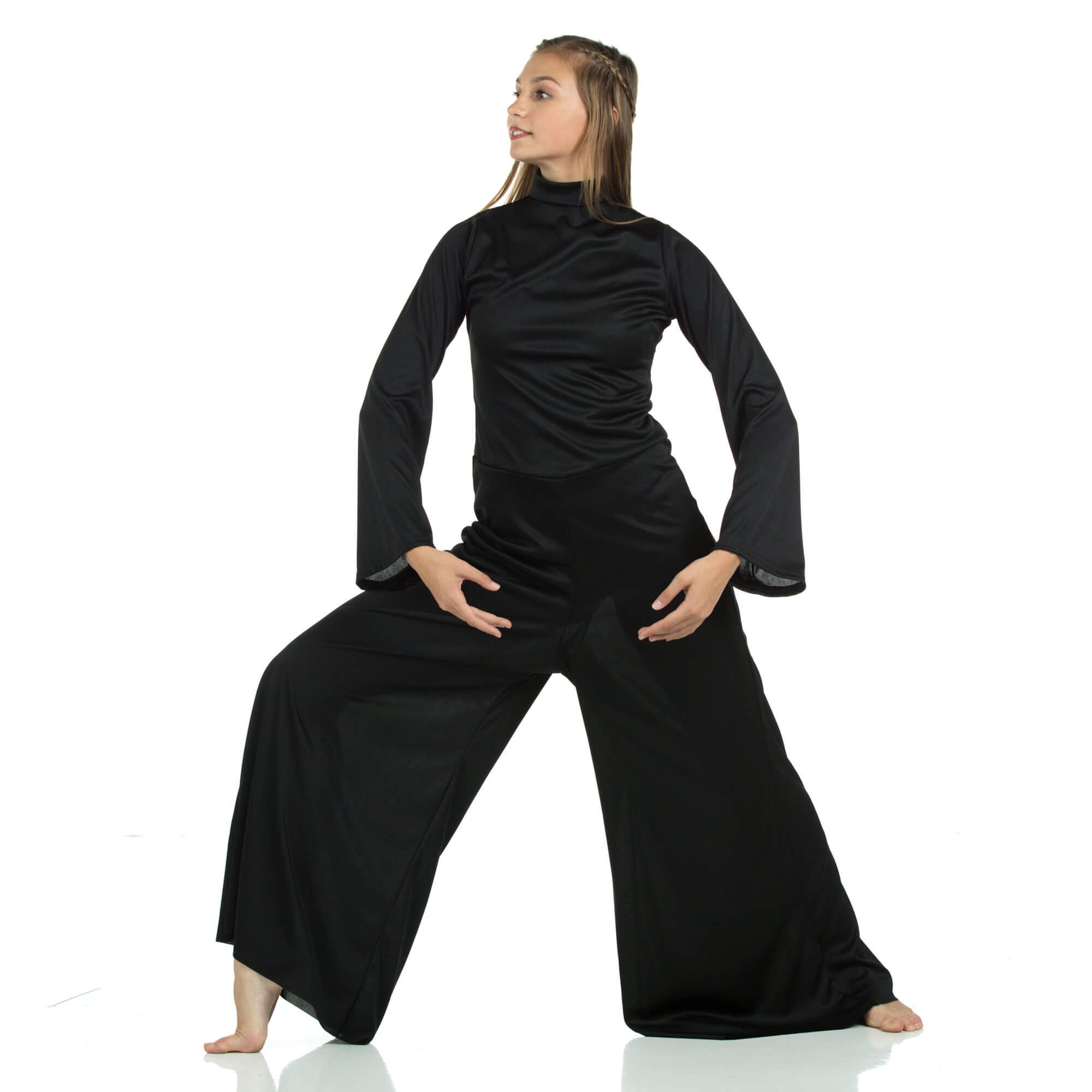 Danzcue Long Sleeve Praise Dance Turtleneck Jumpsuit - Click Image to Close