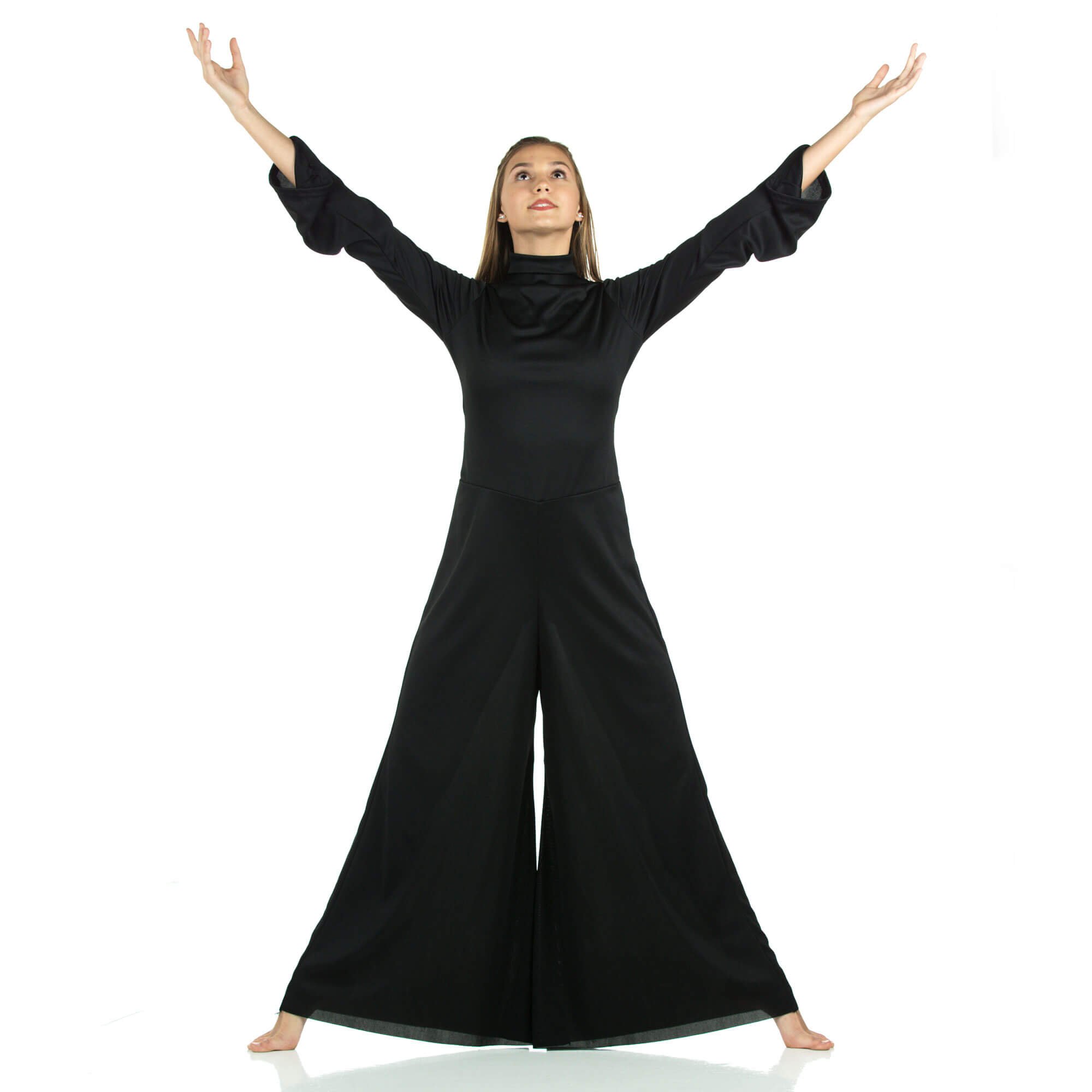 Danzcue Long Sleeve Praise Dance Turtleneck Jumpsuit - Click Image to Close