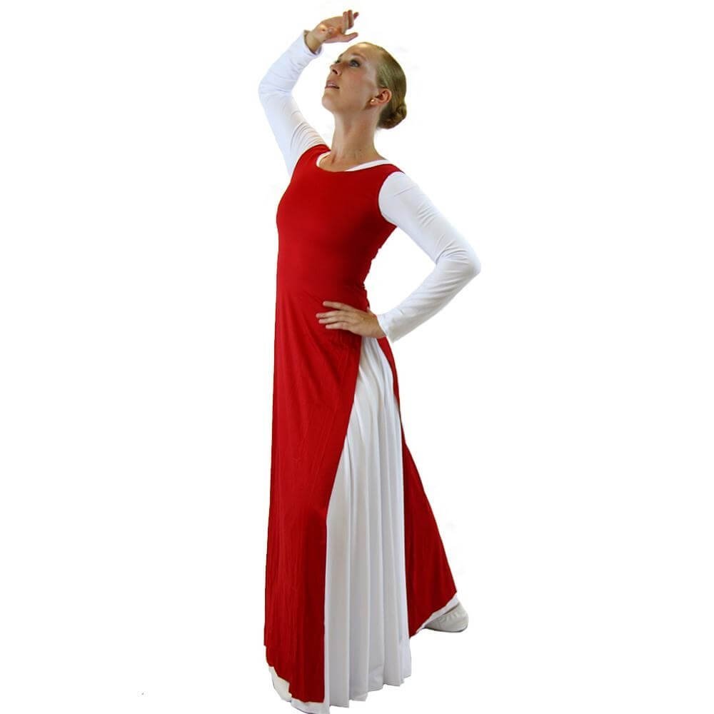 2-pc Set Danzcue Praise Full Length Long Sleeve Dance Dress Tunic with Side Slits
