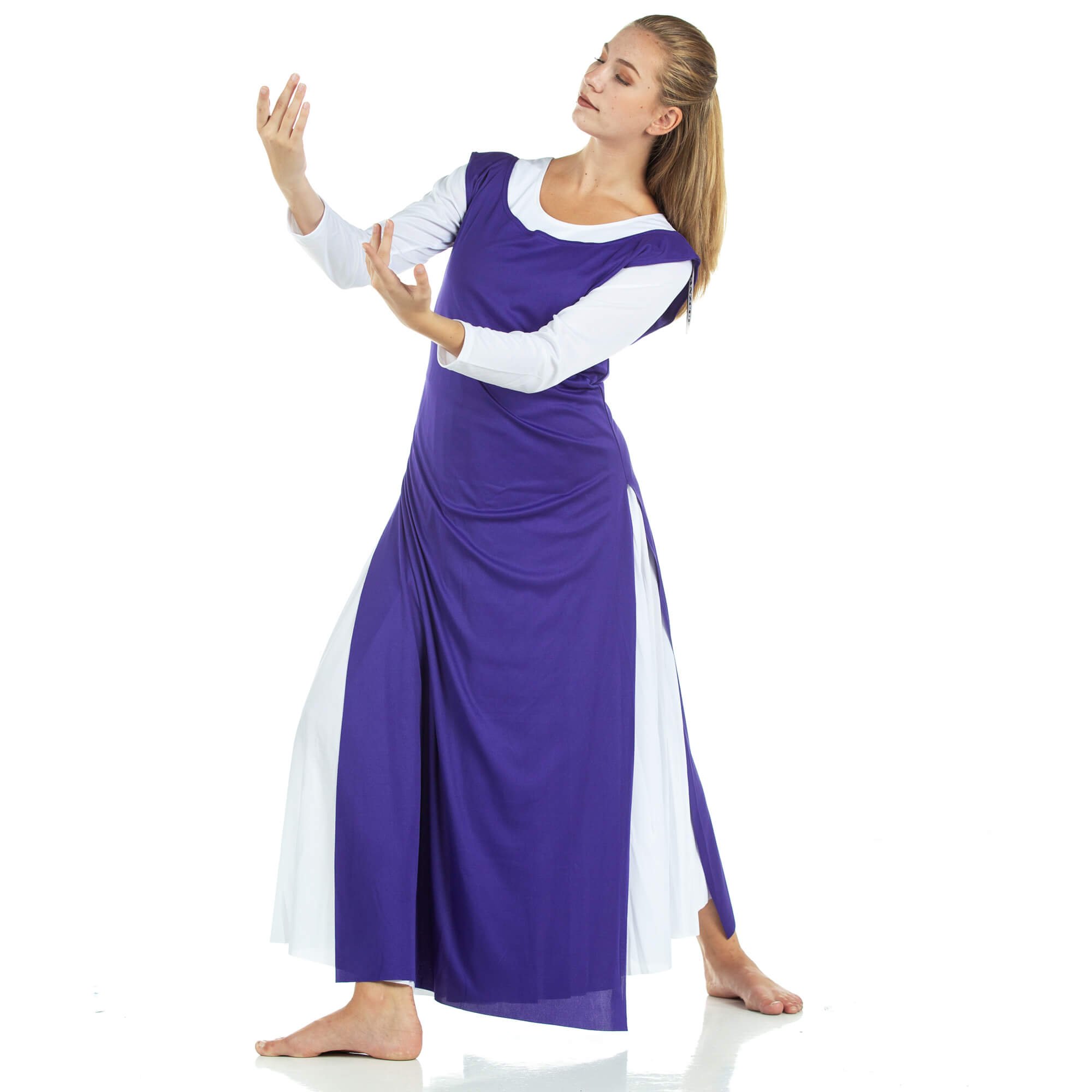 Tunic Worship Dance with Side Slits (white dress not included) - Click Image to Close