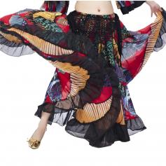 Fashion colorful butterfly print belly dance skirt