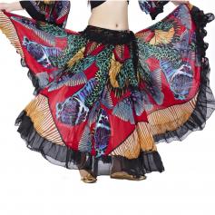 Fashion colorful butterfly print belly dance skirt [BELSK002-SCL]