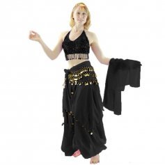 Florals 5-Piece Bra and Muslin Skirt Belly Dance Costume
