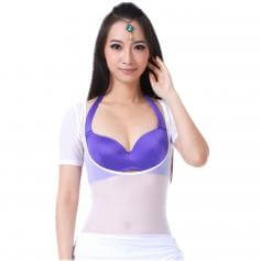 Translucent Yarn Short-sleeved Belly Dance Pushup Top