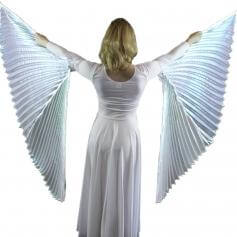 Iridescent White Hand-Held Worship Angel Wing [BW036]