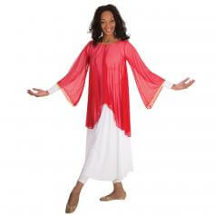 Body Wrappers Chiffon Flowing Draped Bell Angel Sleeve Tunic [BWP515]