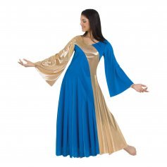 Body Wrappers Praise Dance Asymmetrical Bell Sleeve Dress - Click Image to Close