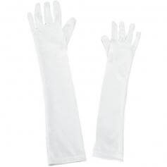 Danshuz White Nylon Long Stretch Gloves [DAN922]